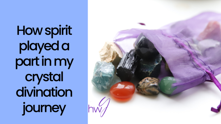 How spirit played a part in my crystal divination journey and a bag of crystals with carnelian, tourmaline, leopard stone, chrysoprase